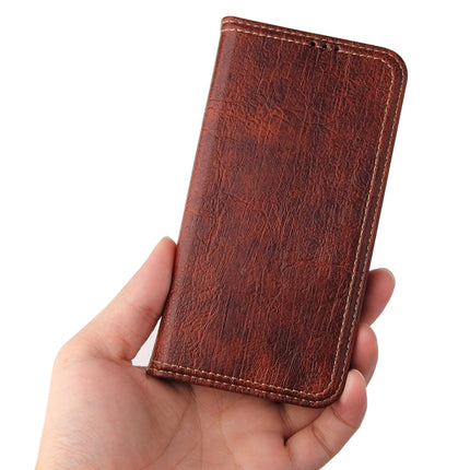Fierre Shann Retro Tree Bark Texture PU Magnetic Horizontal Flip Leather Case with Holder & Card Slots & Wallet For iPhone 13(Red)-garmade.com