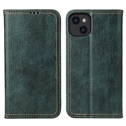 Fierre Shann Retro Tree Bark Texture PU Magnetic Horizontal Flip Leather Case with Holder & Card Slots & Wallet For iPhone 13(Green)-garmade.com