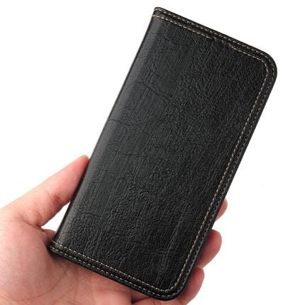 Fierre Shann Retro Tree Bark Texture PU Magnetic Horizontal Flip Leather Case with Holder & Card Slots & Wallet For iPhone 13 Pro(Black)-garmade.com