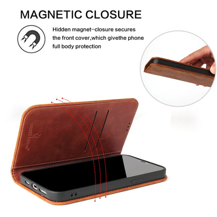 Fierre Shann Retro Tree Bark Texture PU Magnetic Horizontal Flip Leather Case with Holder & Card Slots & Wallet For iPhone 13 Pro(Brown)-garmade.com