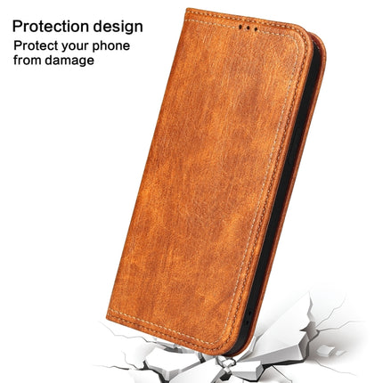 Fierre Shann Retro Tree Bark Texture PU Magnetic Horizontal Flip Leather Case with Holder & Card Slots & Wallet For iPhone 13 Pro(Brown)-garmade.com
