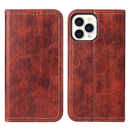 Fierre Shann Retro Tree Bark Texture PU Magnetic Horizontal Flip Leather Case with Holder & Card Slots & Wallet For iPhone 13 Pro(Red)-garmade.com