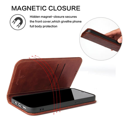 Fierre Shann Retro Tree Bark Texture PU Magnetic Horizontal Flip Leather Case with Holder & Card Slots & Wallet For iPhone 13 Pro(Red)-garmade.com