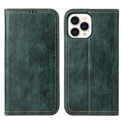 Fierre Shann Retro Tree Bark Texture PU Magnetic Horizontal Flip Leather Case with Holder & Card Slots & Wallet For iPhone 13 Pro(Green)-garmade.com
