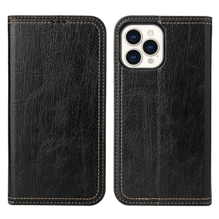 Fierre Shann Retro Tree Bark Texture PU Magnetic Horizontal Flip Leather Case with Holder & Card Slots & Wallet For iPhone 13 Pro Max(Black)-garmade.com