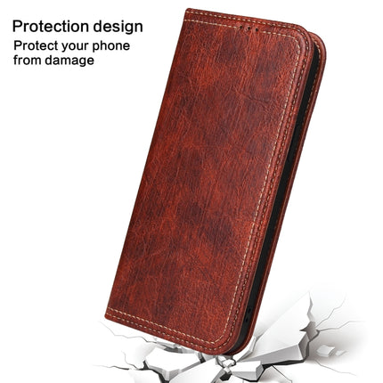 Fierre Shann Retro Tree Bark Texture PU Magnetic Horizontal Flip Leather Case with Holder & Card Slots & Wallet For iPhone 13 Pro Max(Red)-garmade.com