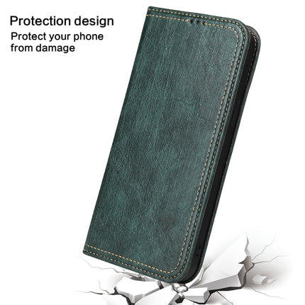 Fierre Shann Retro Tree Bark Texture PU Magnetic Horizontal Flip Leather Case with Holder & Card Slots & Wallet For iPhone 13 Pro Max(Green)-garmade.com