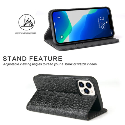 Fierre Shann Crocodile Texture Magnetic Horizontal Flip Genuine Leather Case with Holder & Card Slot For iPhone 13 Pro(Black)-garmade.com