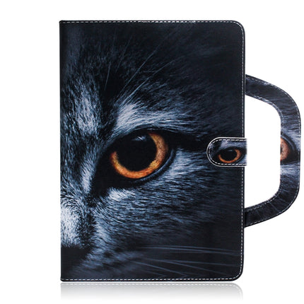 For iPad 10.2 / 10.5 / Air 2019 3D Colored Drawing Horizontal Flip Leather Case with Holder & Card Slot & Wallet & Handle(Half Face Cat)-garmade.com