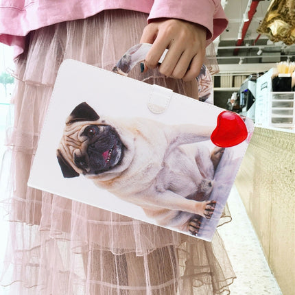 For iPad 10.2 / 10.5 / Air 2019 3D Colored Drawing Horizontal Flip Leather Case with Holder & Card Slot & Wallet & Handle(Pug)-garmade.com