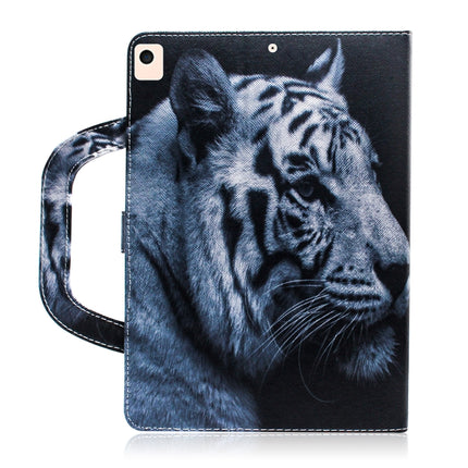 For iPad 10.2 / 10.5 / Air 2019 3D Colored Drawing Horizontal Flip Leather Case with Holder & Card Slot & Wallet & Handle(White Tiger)-garmade.com