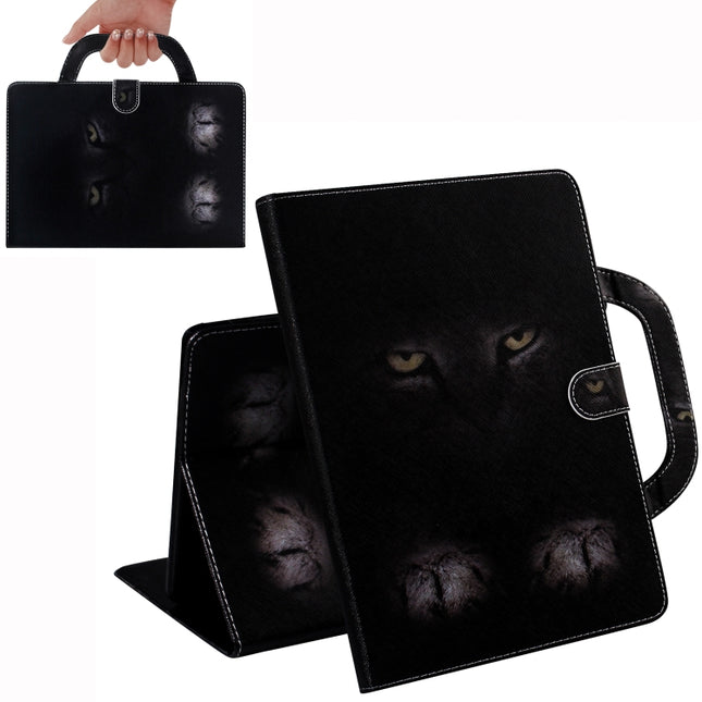 For iPad 10.2 / 10.5 / Air 2019 3D Colored Drawing Horizontal Flip Leather Case with Holder & Card Slot & Wallet & Handle(Mysterious Cat)-garmade.com