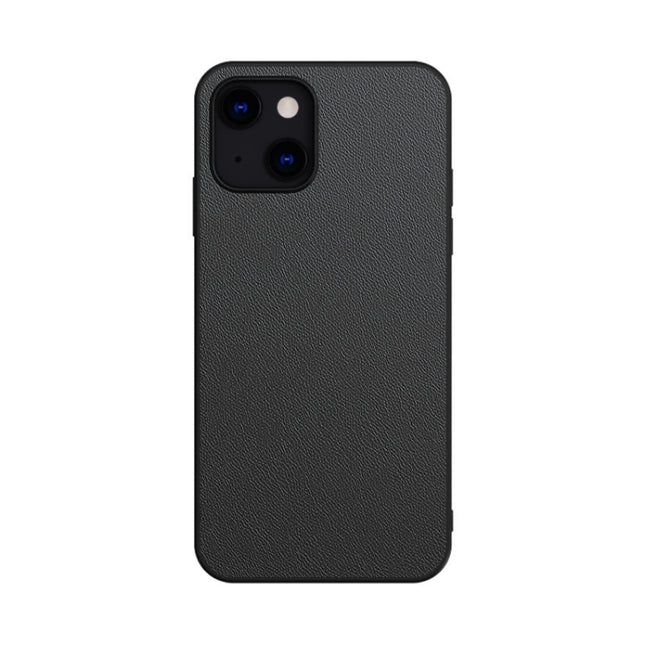 Pure Skin Leather Back Cover Shockproof Case For iPhone 13(Black)-garmade.com