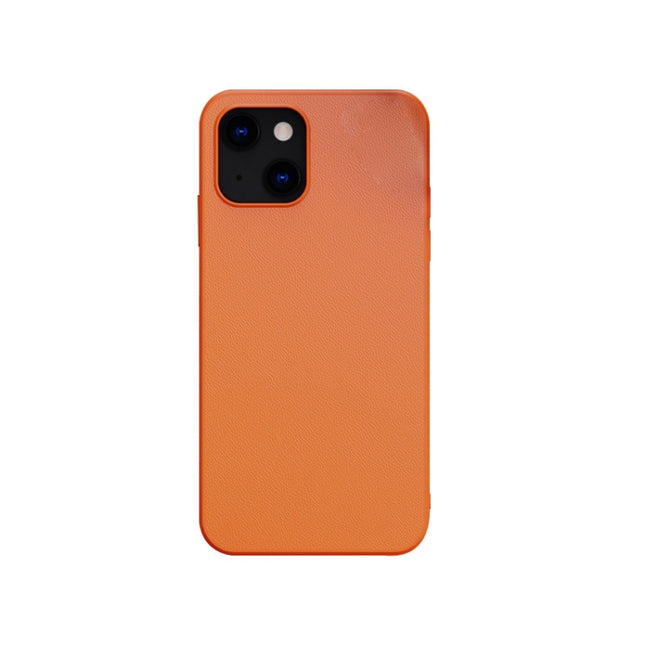 Pure Skin Leather Back Cover Shockproof Case For iPhone 13 Pro Max(Orange)-garmade.com