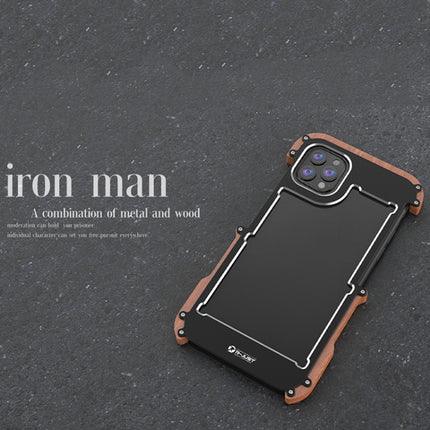 R-JUST Ironwood Man Shockproof Metal + Wood Bumper Protective Case For iPhone 13-garmade.com