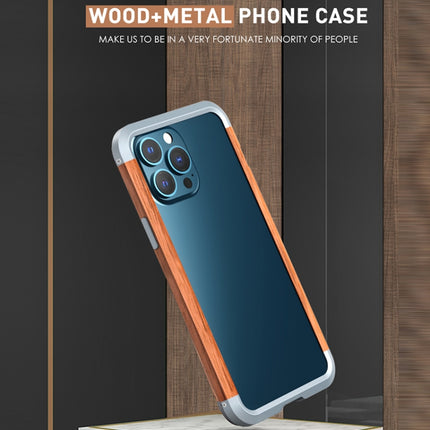 R-JUST Shockproof Iron + Wood Bumper Protective Case For iPhone 13 Pro-garmade.com
