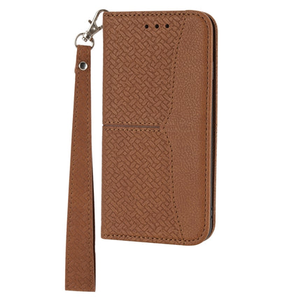 Woven Texture Stitching Magnetic Horizontal Flip PU Leather Case with Holder & Card Slots & Wallet & Lanyard For iPhone 13 mini(Brown)-garmade.com