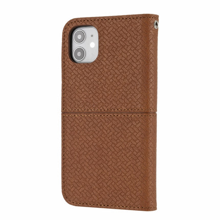 Woven Texture Stitching Magnetic Horizontal Flip PU Leather Case with Holder & Card Slots & Wallet & Lanyard For iPhone 13 mini(Brown)-garmade.com