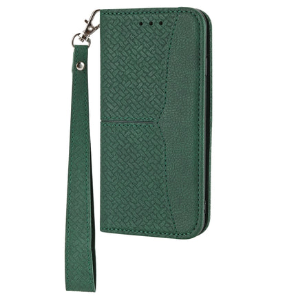 Woven Texture Stitching Magnetic Horizontal Flip PU Leather Case with Holder & Card Slots & Wallet & Lanyard For iPhone 13 mini(Green)-garmade.com