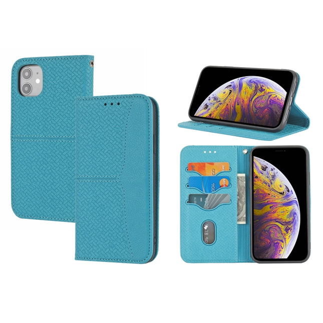 Woven Texture Stitching Magnetic Horizontal Flip PU Leather Case with Holder & Card Slots & Wallet & Lanyard For iPhone 13 mini(Blue)-garmade.com
