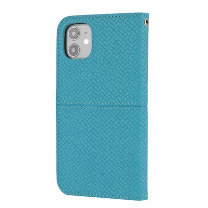 Woven Texture Stitching Magnetic Horizontal Flip PU Leather Case with Holder & Card Slots & Wallet & Lanyard For iPhone 13 mini(Blue)-garmade.com