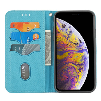 Woven Texture Stitching Magnetic Horizontal Flip PU Leather Case with Holder & Card Slots & Wallet & Lanyard For iPhone 13 mini(Blue)-garmade.com