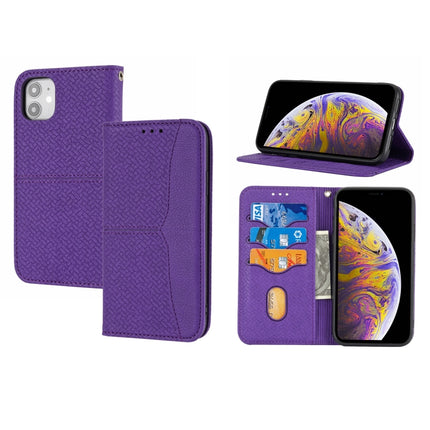 Woven Texture Stitching Magnetic Horizontal Flip PU Leather Case with Holder & Card Slots & Wallet & Lanyard For iPhone 13 mini(Purple)-garmade.com