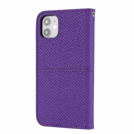 Woven Texture Stitching Magnetic Horizontal Flip PU Leather Case with Holder & Card Slots & Wallet & Lanyard For iPhone 13 mini(Purple)-garmade.com