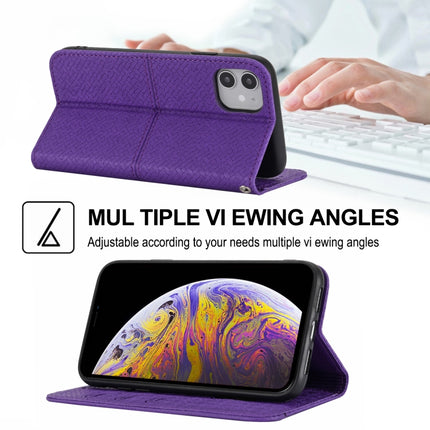 Woven Texture Stitching Magnetic Horizontal Flip PU Leather Case with Holder & Card Slots & Wallet & Lanyard For iPhone 13 mini(Purple)-garmade.com