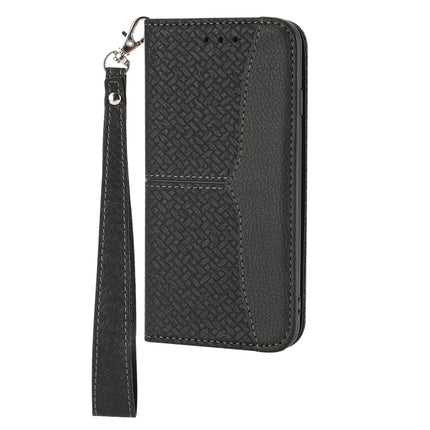 Woven Texture Stitching Magnetic Horizontal Flip PU Leather Case with Holder & Card Slots & Wallet & Lanyard For iPhone 13 mini(Black)-garmade.com