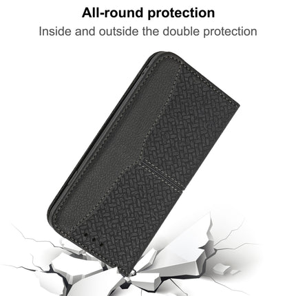 Woven Texture Stitching Magnetic Horizontal Flip PU Leather Case with Holder & Card Slots & Wallet & Lanyard For iPhone 13 mini(Black)-garmade.com