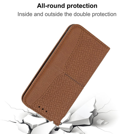 Woven Texture Stitching Magnetic Horizontal Flip PU Leather Case with Holder & Card Slots & Wallet & Lanyard For iPhone 13(Brown)-garmade.com