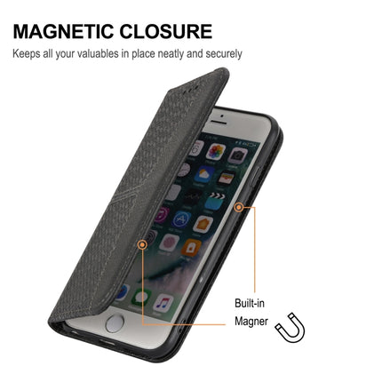 Woven Texture Stitching Magnetic Horizontal Flip PU Leather Case with Holder & Card Slots & Wallet & Lanyard For iPhone 13(Black)-garmade.com