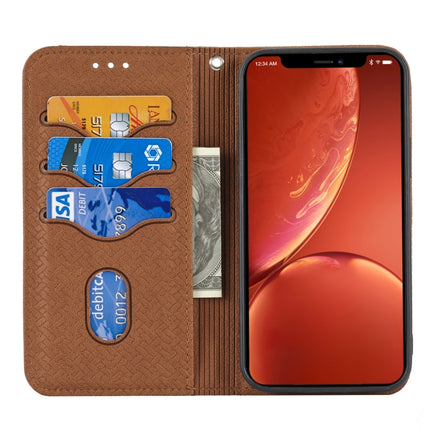 Woven Texture Stitching Magnetic Horizontal Flip PU Leather Case with Holder & Card Slots & Wallet & Lanyard For iPhone 13 Pro(Brown)-garmade.com