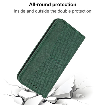 Woven Texture Stitching Magnetic Horizontal Flip PU Leather Case with Holder & Card Slots & Wallet & Lanyard For iPhone 13 Pro(Green)-garmade.com