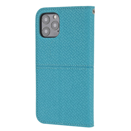 Woven Texture Stitching Magnetic Horizontal Flip PU Leather Case with Holder & Card Slots & Wallet & Lanyard For iPhone 13 Pro(Blue)-garmade.com