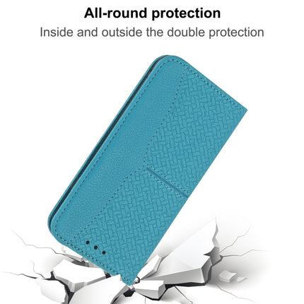 Woven Texture Stitching Magnetic Horizontal Flip PU Leather Case with Holder & Card Slots & Wallet & Lanyard For iPhone 13 Pro(Blue)-garmade.com