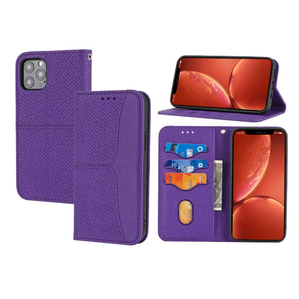 Woven Texture Stitching Magnetic Horizontal Flip PU Leather Case with Holder & Card Slots & Wallet & Lanyard For iPhone 13 Pro(Purple)-garmade.com