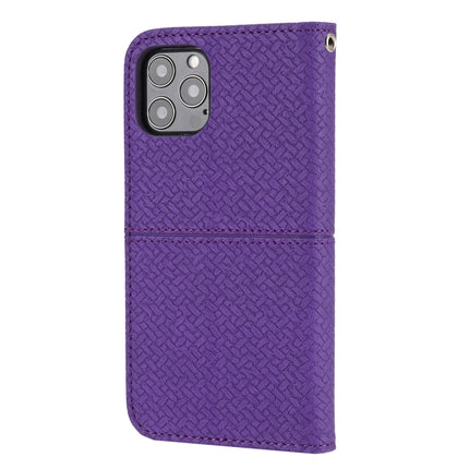 Woven Texture Stitching Magnetic Horizontal Flip PU Leather Case with Holder & Card Slots & Wallet & Lanyard For iPhone 13 Pro(Purple)-garmade.com