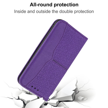 Woven Texture Stitching Magnetic Horizontal Flip PU Leather Case with Holder & Card Slots & Wallet & Lanyard For iPhone 13 Pro(Purple)-garmade.com