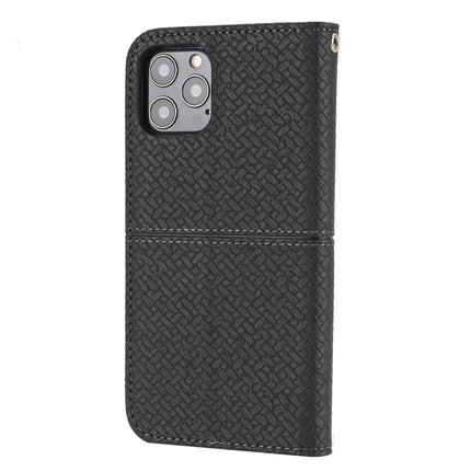 Woven Texture Stitching Magnetic Horizontal Flip PU Leather Case with Holder & Card Slots & Wallet & Lanyard For iPhone 13 Pro(Black)-garmade.com