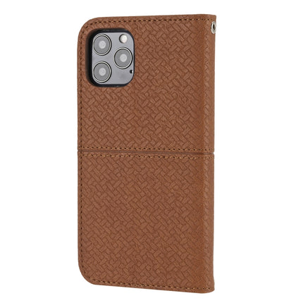 Woven Texture Stitching Magnetic Horizontal Flip PU Leather Case with Holder & Card Slots & Wallet & Lanyard For iPhone 13 Pro Max(Brown)-garmade.com