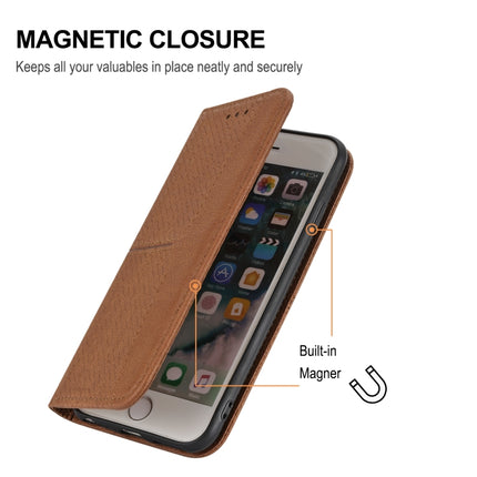 Woven Texture Stitching Magnetic Horizontal Flip PU Leather Case with Holder & Card Slots & Wallet & Lanyard For iPhone 13 Pro Max(Brown)-garmade.com