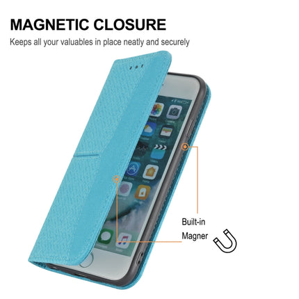 Woven Texture Stitching Magnetic Horizontal Flip PU Leather Case with Holder & Card Slots & Wallet & Lanyard For iPhone 13 Pro Max(Blue)-garmade.com