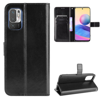 For Xiaomi Redmi Note 10 JP Version Crazy Horse Texture Horizontal Flip Leather Case with Holder & Card Slots & Lanyard(Black)-garmade.com