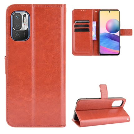 For Xiaomi Redmi Note 10 JP Version Crazy Horse Texture Horizontal Flip Leather Case with Holder & Card Slots & Lanyard(Brown)-garmade.com