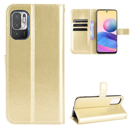 For Xiaomi Redmi Note 10 JP Version Crazy Horse Texture Horizontal Flip Leather Case with Holder & Card Slots & Lanyard(Gold)-garmade.com