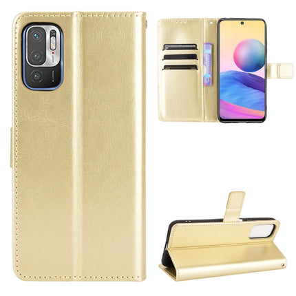 For Xiaomi Redmi Note 10T 5G Crazy Horse Texture Horizontal Flip Leather Case with Holder & Card Slots & Lanyard(Gold)-garmade.com