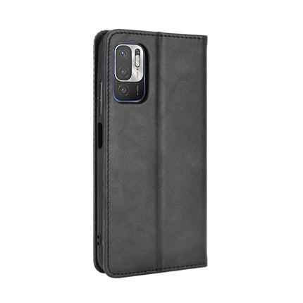 For Xiaomi Redmi Note 10 5G Magnetic Buckle Retro Crazy Horse Texture Horizontal Flip Leather Case with Holder & Card Slots & Photo Frame(Black)-garmade.com