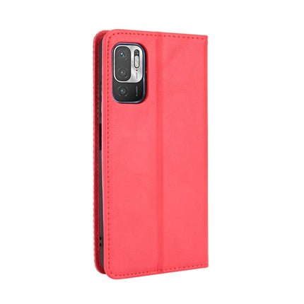 For Xiaomi Redmi Note 10 5G Magnetic Buckle Retro Crazy Horse Texture Horizontal Flip Leather Case with Holder & Card Slots & Photo Frame(Red)-garmade.com